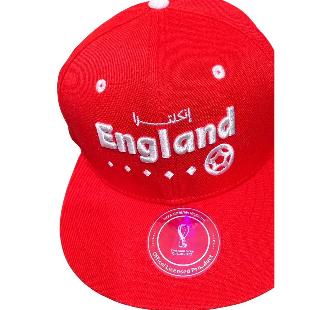 FIFA World Cup Qatar 2022 England Snapback Hat Red Soccer‎ Cap FWC1194 Mens OSFM